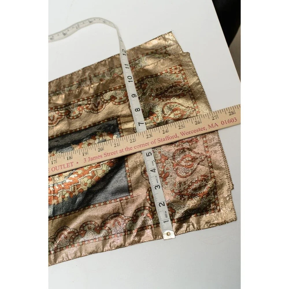 Gold Metallic made in Italy head Neck rectangle scarf 54